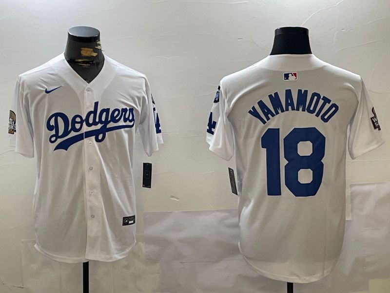 Men Los Angeles Dodgers #18 Yamamoto White Game 2024 Nike MLB Jersey style 1120->los angeles dodgers->MLB Jersey